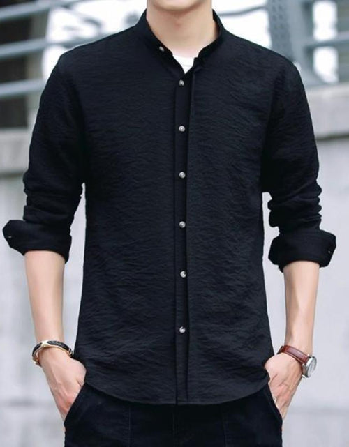 Load image into Gallery viewer, Mens Mandarin Collar Button Front Shirt

