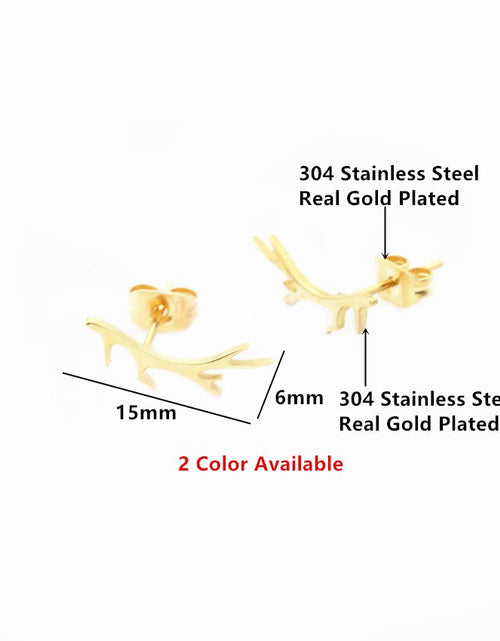 Load image into Gallery viewer, Minimalist Tree Branch Stud Earrings Gold Color
