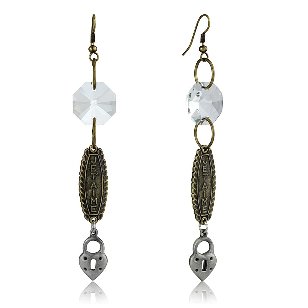 Gold+Antique Silver White Metal Earrings
